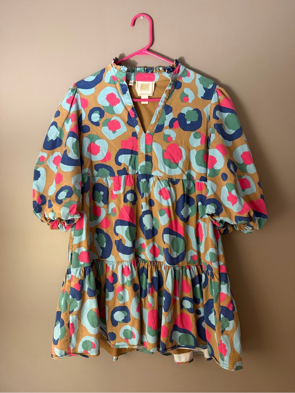 Emily McCarthy Women's Casual Tiered Dress in Multicolor animal Print
